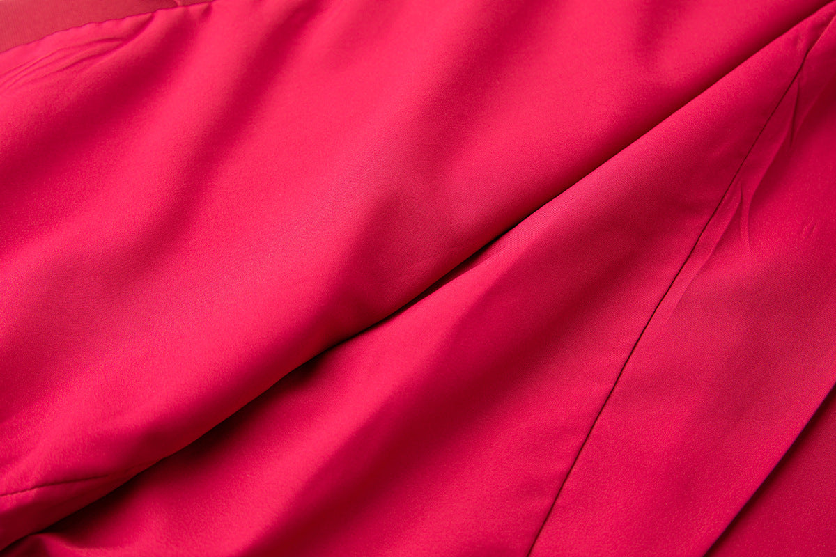 Strapless 3D Rose Maxi Dress – Red